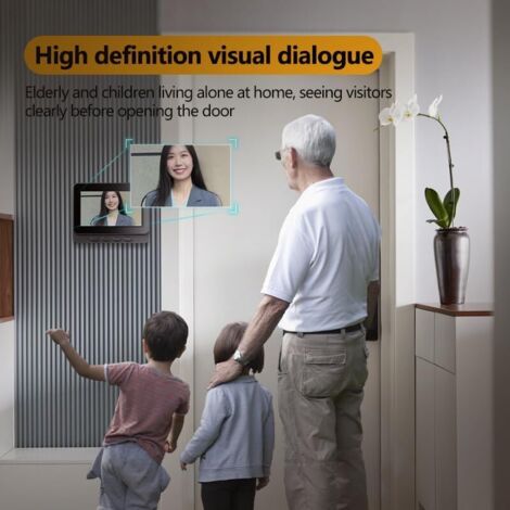 Sonnette Sans Fil Exterieur Etanche 1080P Sonnette Sans Fil Avec Camera avec écran IPS de 4.3 Visiophone Sans Fil IP65 étanche Caméra HD 170° Interphone Vision Nocturne Infrarouge Audio Bidirec,de DEB