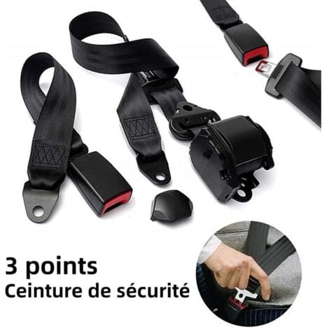 Ceinture de sécurité de voiture, réglable universel 3 points Ceinture de sécurité de voiture, Seat automatique télescopique pour voiture Ceinture de voitures Accessoires Voyage Véhicule,(45CM),de DEBU
