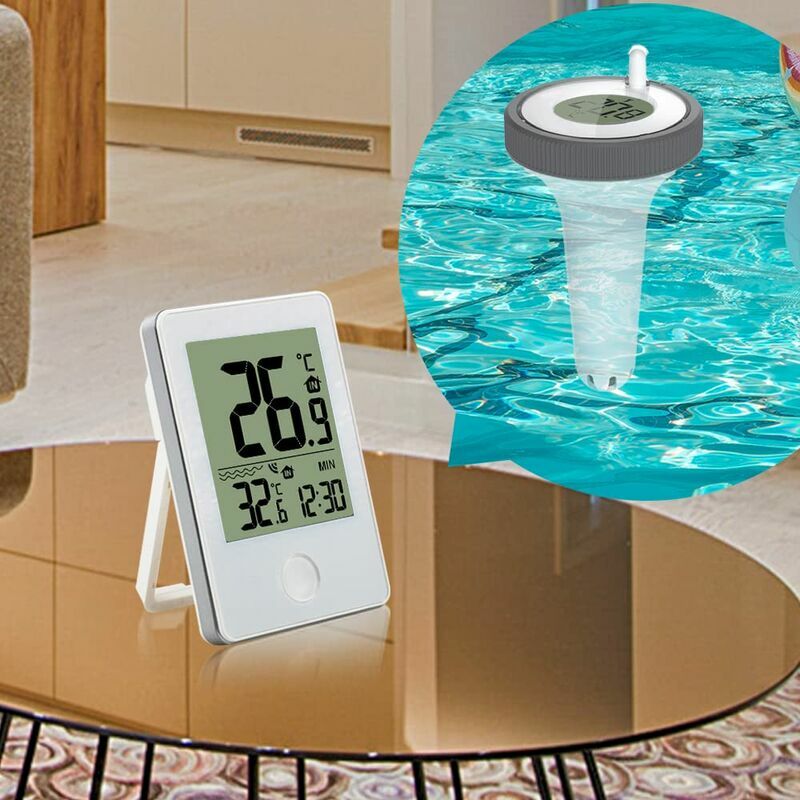 Thermomètre de piscine flottante Celsius/Fahrenheit avec records maximum et  min