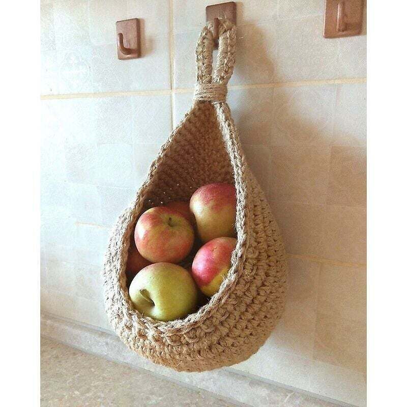 Panier Mural Osier Ruiqas Lot De 3 Paniers Muraux à Suspendre Tissés à La Main En Forme De Larme Pour Fruits, Légumes, Ail, Pommes De Terre Pot Oignons Ail Echalotte