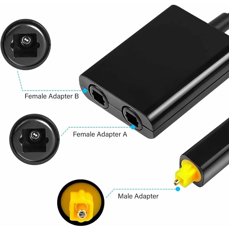 Lot de 3 mini adaptateurs Toslink 3,5 mm, adaptateur numérique femelle vers  jack mâle, coupleur audio numérique à fibre optique