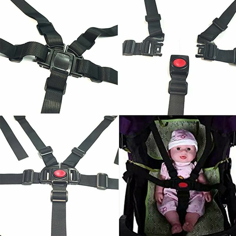 Ceinture de sécurité pour poussette bébé, harnais de sécurité enfant 5  points, sangles de ceinture de sécurité réglables pour chaise haute,  harnais