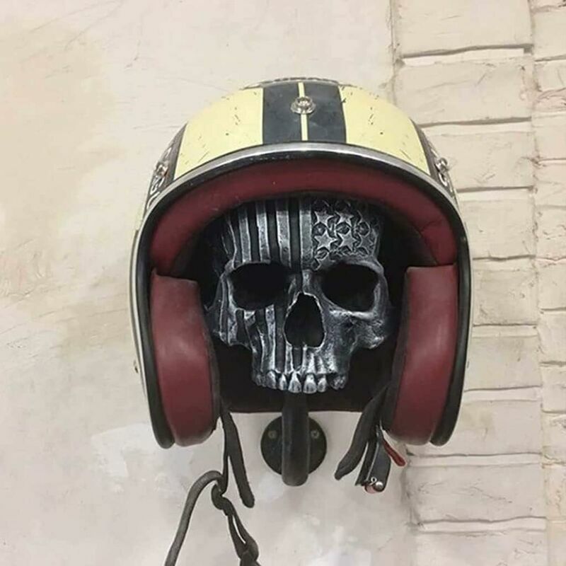 Crâne de casque de moto avec porte-casque de barbe, support mural pour  casque de moto