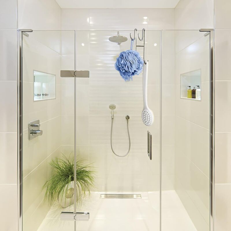 Crochet de douche sans perçage - Crochet pour paroi de douche avec  caoutchouc - Support de protection pour extracteur de douche - Argent 2pac