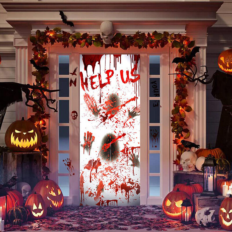 Stickers Halloween D'Empreintes Sanglantes Double Face Pour Fenêtre