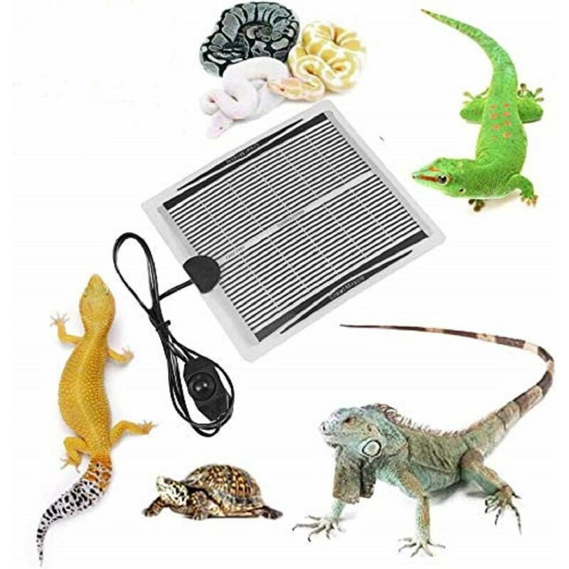 Tapis chauffant pour reptiles, coussin chauffant réglable pour terrarium  avec contrôle de la température (53 x 28 cm, 28 W).
