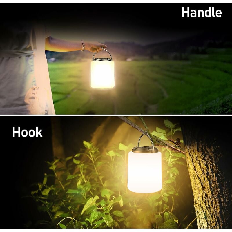 Lanterne Camping Rechargeable, Lampe Camping LED Rechargeable-Lumière  Blanche Chaude 3000K, Luminosité Réglable 3 Modes, 10H+Autonomie, Portable  & Étanche Lampe Tente pour Camping YH 