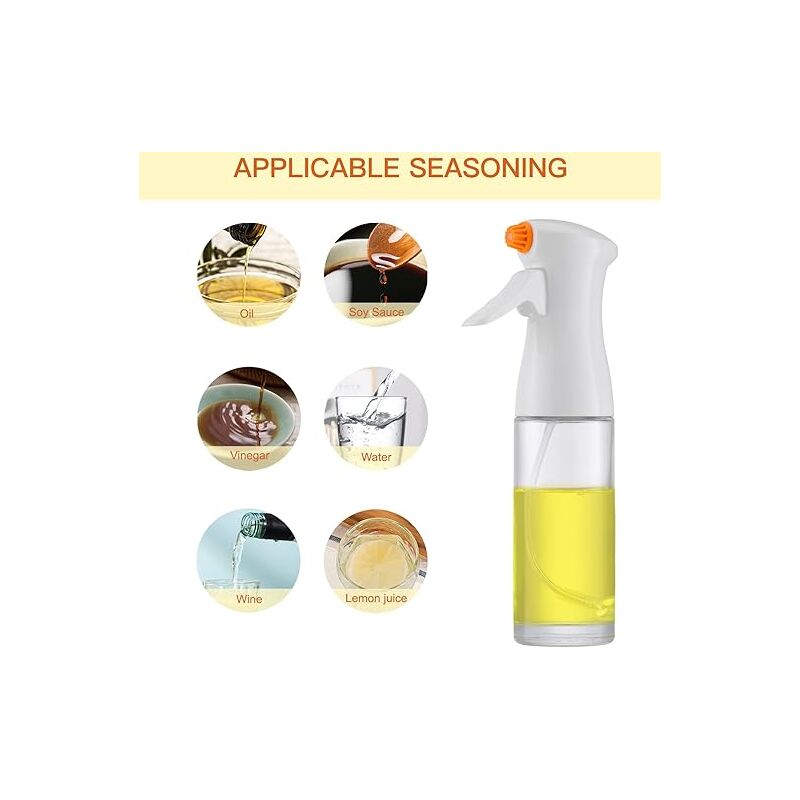 Spray Huile de Cuisine (230ML, Verre) Vaporisateur Huile d'olive,  Pulvérisateur Huile de Cuisson Alimentaire(Blanc)