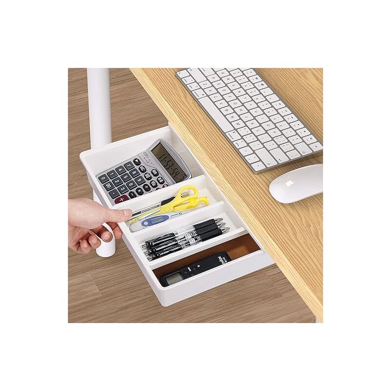 2PCS Tiroirs Sous Bureau Auto-adhésifs - Organisateur Cache 20x17x7cm - Pour Bureau, Maison, École