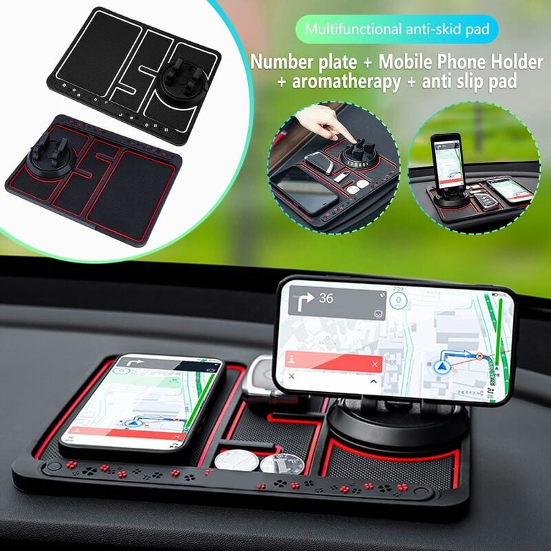  Lot de 5 tapis antidérapants pour tableau de bord de voiture -  13 x 7 cm - Tapis de rangement antidérapant en silicone pour téléphone  portable, GPS, MP3