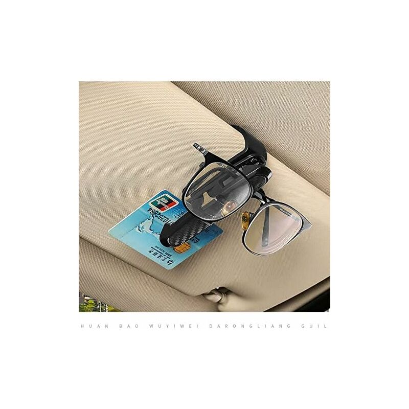 Support Lunettes Magnétique Porte-lunettes Magnétique Pour Voiture - Support Pare-soleil Avec Compartiment Cartes - Noir Taille M Accessoire Auto Rangement Lunettes
