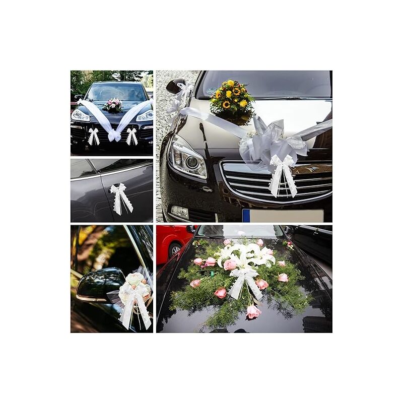 100 Pièces Nœuds Rubans Décoration Mariage Ivoire Blanc - Noeuds Voiture Mariage, Décoration Ruban Satin