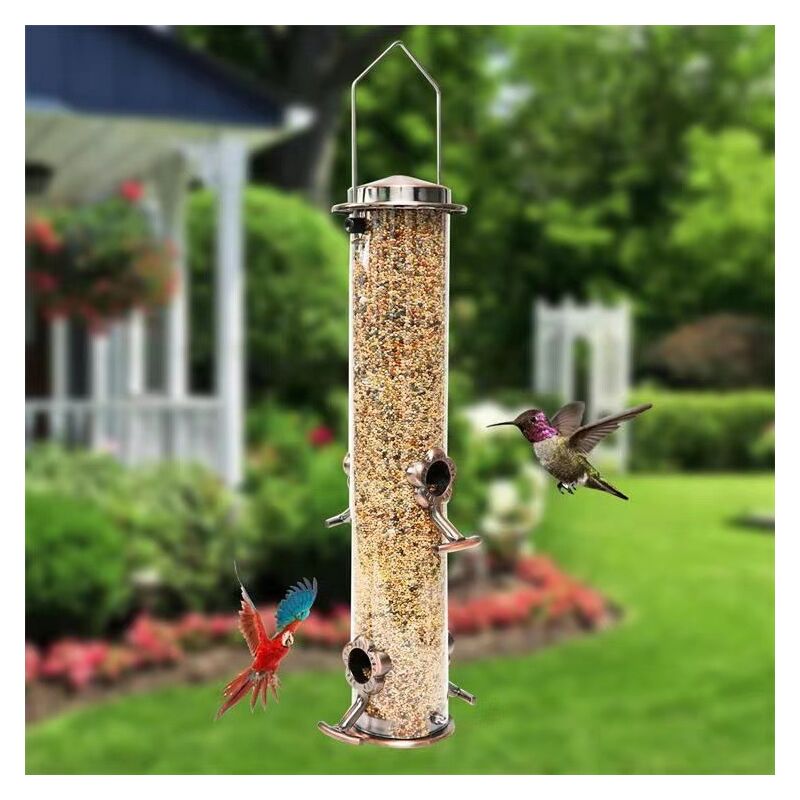 Mangeoire à Oiseaux Suspendue - 40 Oz (2,5 Lbs) - Pliable Et Lavable - Gris - Pour Jardin Ou Balcon - 5