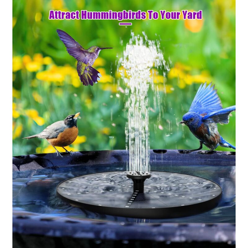 Fontaine Solaire DIY 6,5W Avec 3 Mangeoires – Kit Bain D'oiseaux Et Jeu D'eau Extérieur, Batterie Intégrée