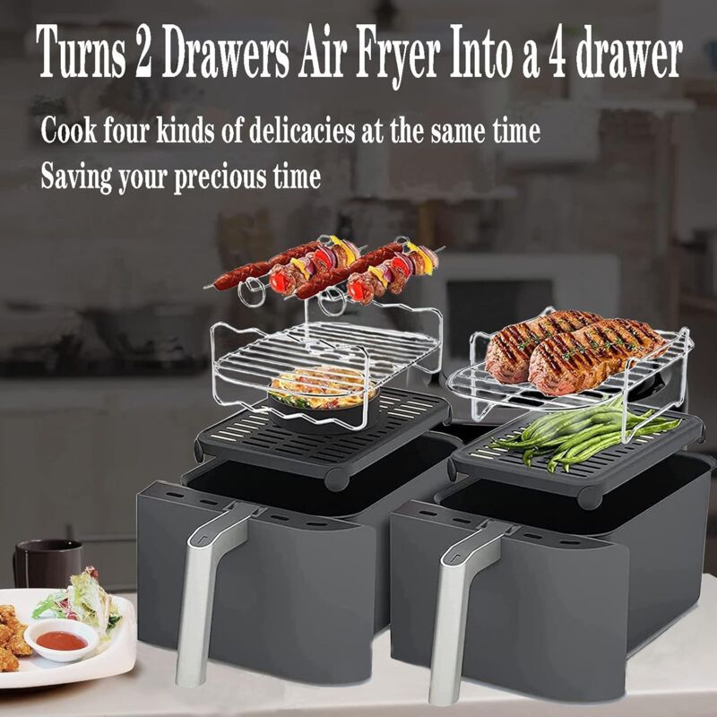 Kit Accessoires Silicone Pour Air Fryer Ninja 10.4L / COSORI - Moule, Grilles, Brochettes - Réutilisable, Résistant à 230°C