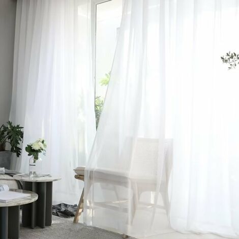 Rideaux Translucides En Gaze Avec Motif Papillons Et Lavande 3D - Blanc Et Violet - Pour Salon Et Chambre - Moderne Et Romantique