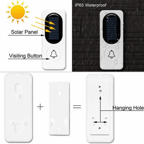 Ahlsen Système d'alarme de sonnette sans fil solaire étanche