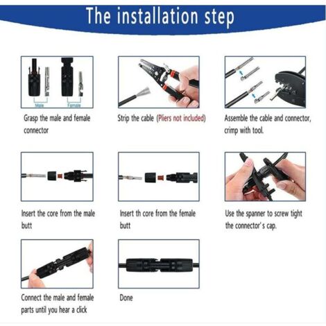 Ahlsen Kit de sertissage compatible avec les connecteurs de câble solaire, 24 PCS