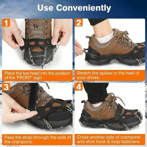 Crampons Anti Glisse Dérapants pour Chaussure d'Hiver Randonnée Chasse  Montagne Glace