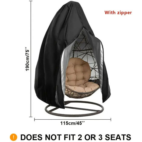 Housse De Protection Pour Fauteuil Suspendu - Imperméable Et Anti-UV 210D Oxford - Avec Zip Et Cordon - Dimensions 190x115 Cm - Pour Jardin Et Terrasse