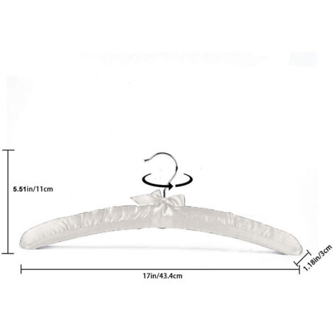 Lot De 10 Cintres Extra Longs En Satin Blanc 43cm Amber Home - Cintres Doux Pour Robes De Mariée, T-Shirts, Chemises & Manteaux