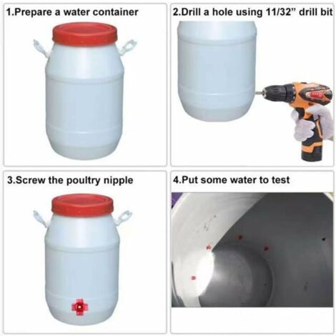 5 Abreuvoirs Automatiques Pour Poules - Tétines En Plastique Rouge Avec Montage Latéral