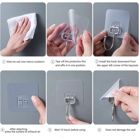 8 Crochets Pour Cadres Sans Perçage - Grands Crochets Universels Avec Bandes Adhésives Amovibles, Pour Tableau, Salle De Bain, Porte