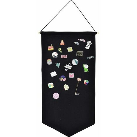 Présentoir à Épingles Mural En Velours Côtelé Noir - Tableau Rond Pour Bijoux, Broches Et Collections