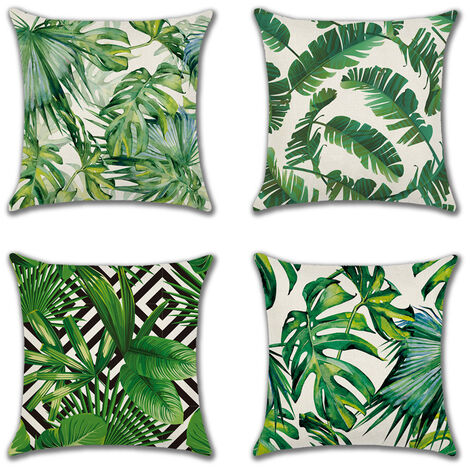 Housses De Coussin Extérieur Imperméables 65x65 Cm - Lot De 2, Lin Imprimé, Fermeture éclair - Pour Salon De Jardin, Décoration