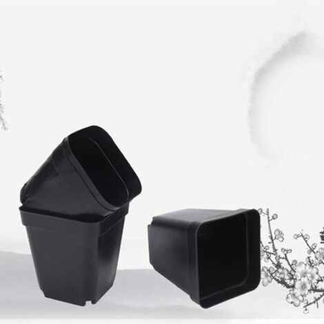 50 Pots De Semis Carrés 6x6x6.5 Cm - Noir | Avec Trou De Drainage