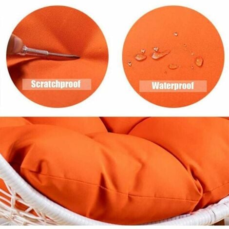 Ahlsen Coussin de chaise rond Papasan, coussin de jardin, coussin de fauteuil en rotin, coussin de fauteuil suspendu, coussin de fauteuil amovible intérieur et extérieur (4040cm rouge)