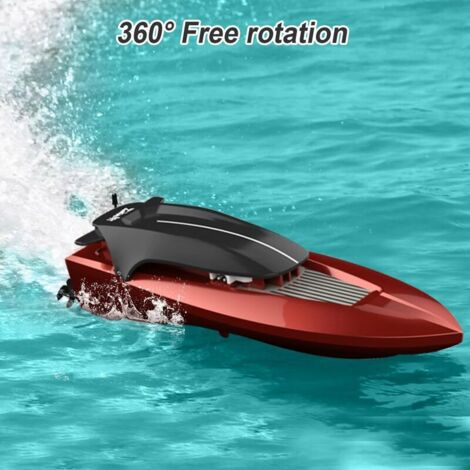 LSRC Bateau télécommandé, 2,4 GHz, étanche, jouet de course pour lacs, piscines, mers, cadeau pour enfants, garçons, filles, 80 m, vitesse 15-20 km /h, batterie rechargeable incluse