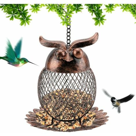 Relaxdays Mangeoire pour oiseaux en bois, à suspendre, HLP 17 x 15 x 12 cm,  à silo, distributeur de nourriture, nature