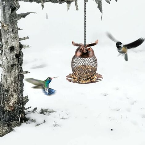 Ahlsen Mangeoire pour Oiseau, Mangeoire à Oiseaux Vintage en Maille Métallique, extérieur Mangeoire Lanterne Oiseaux mangeoire à Oiseaux Maison Suspendue Convient pour la Cour de la Maison,Jardin