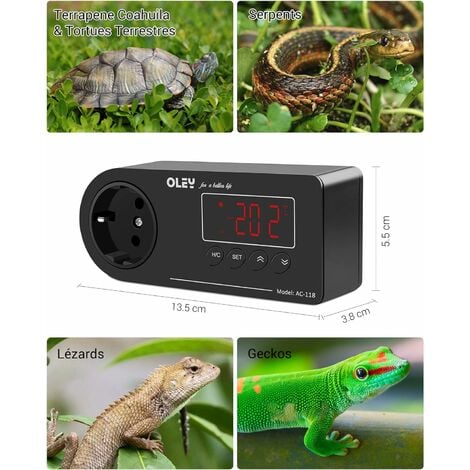 Ahlsen Thermostat Terrarium, Prise Thermostat Refroidissement et Chauffage,  Thermostat de Reptile pour Serpents, Geckos et Autres
