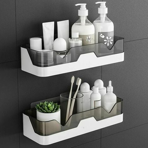 Étagère d'angle murale de salle de bain, support de rangement d'angle de  douche triangulaire sans poinçon, monocouche, accessoires de bain