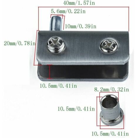 4 Charnières Porte Verre Uxcell – Collier Acier Inox, Pour Verre ép. 5-8mm