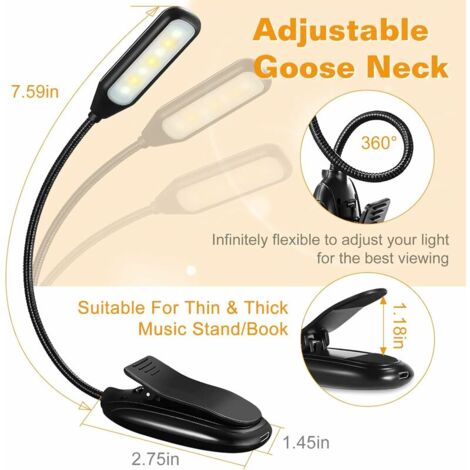 Ahlsen Lampe de lecture rechargeable pour livres, lumière LED pour lire au lit, soin des yeux, luminosité réglable, 3 températures de couleur, autonomie de plus de 20 heures, lampe de lecture USB pour