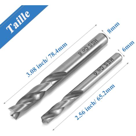 Lot de 2 Forets à Souder par Point, Foret à Dépointer HSS Co M6&M8, Ensemble Outil de Forage de Soudage en Acier à Grande Vitesse et Cobalt pour Travail de Carrosserie