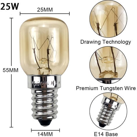 Ampoule E14 25 W Pour Réfrigérateur, Machine à Coudre, Micro-ondes, Four  300°C