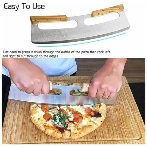 Ensemble couteau à pizza et spatule, manche en caoutchouc et plastique,  couteau à gâteau rond, trancheuse à pizza en acier inoxydable de qualité