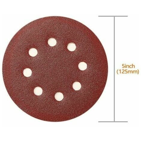 Disque de ponçage 100pcs Disques abrasifs Spta 40/80/120/180/320/400/600/800/1500/2000 Taille de grain de 125 mm Idéal compatible avec le ponçage/polissage/routage Hs CHAM