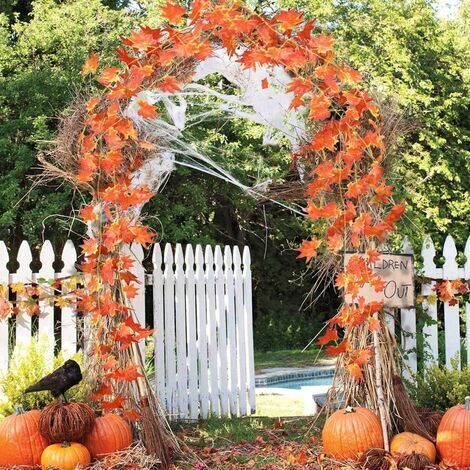 Guirlande Feuilles D'Érable Artificielles - Déco Automne/Halloween/Thanksgiving - 175cm - Couleurs Automnales