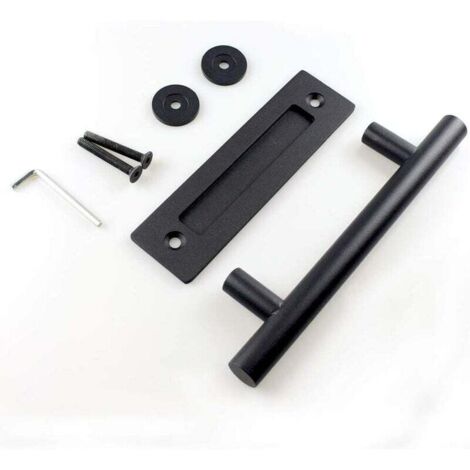 Poignée De Porte - ASHATA - Acier Au Carbone - Noir - 22,7x5,5 Cm