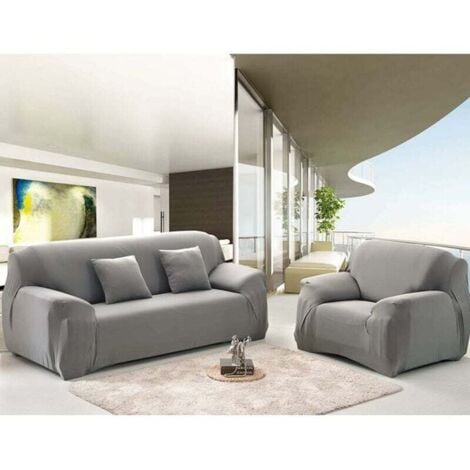 Housse de Canapé Extensible 3 Places,Couverture Extensible Housse Décor,Revêtement de Canapé(Gris clair,3 Places:185-230cm)