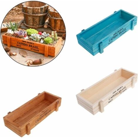 Pot de Fleur Extérieur Bois, Bac à Fleurs Rectangulaire Jardinieres Exterieur Balcon, Pot Plante Interieur& Extérieur 22.5 x 8.5 x 4.5cm (3 PCS)