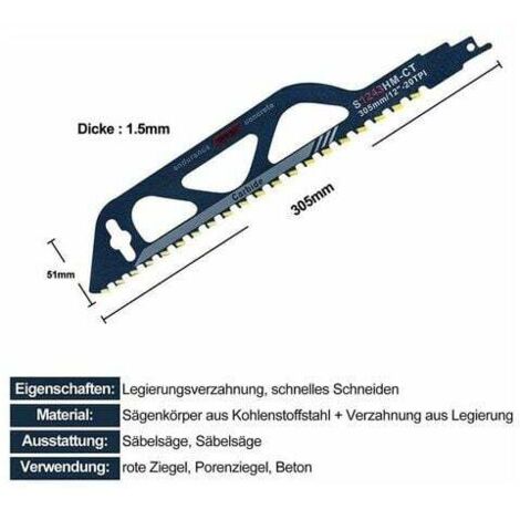 SabreCut SCRS2243HM Scie Sabre En Carbure De Tungstène 455 Mm