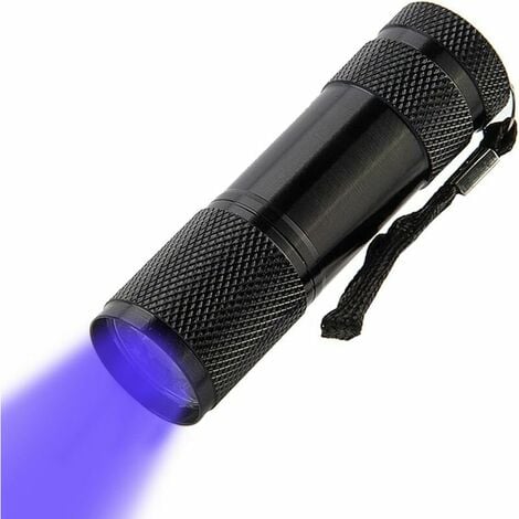 Lampe de poche/lumière noire à DEL UV ultra-violets 9V Certified, piles  comprises, noir