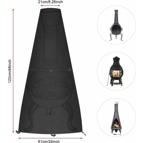 Housse De Protection Pour Braséro Rond - 85x40 Cm, Imperméable 420D, Cordon De Serrage