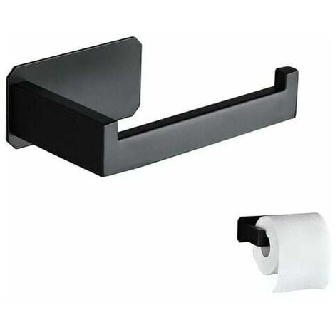 Relaxdays Brosse WC et dérouleur papier, ensemble autonome, bois et acier,  HLP 75 x 18,5 x 18,5 cm, noir/brun